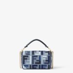 FENDI Baguette® Mini Blue canvas bag with FF embroidery - Image 2